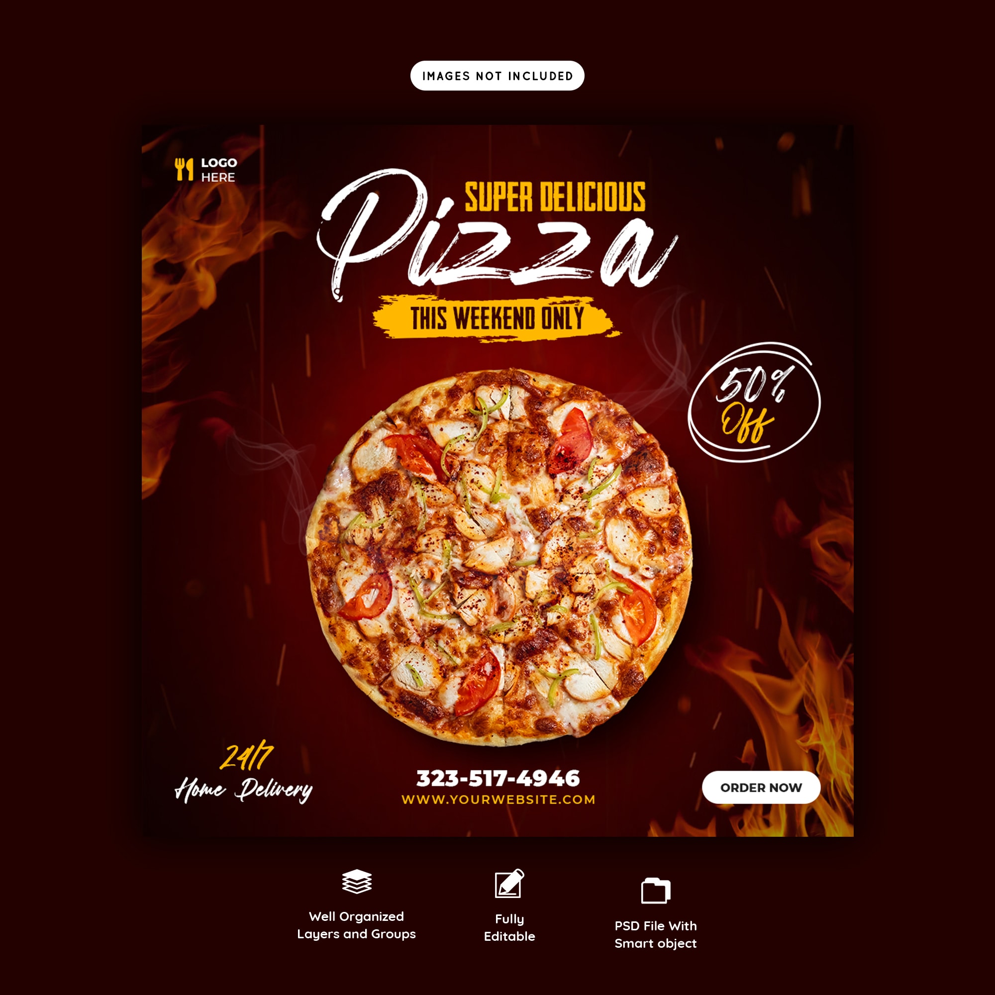 Pizza Social Banner — Social Media Post